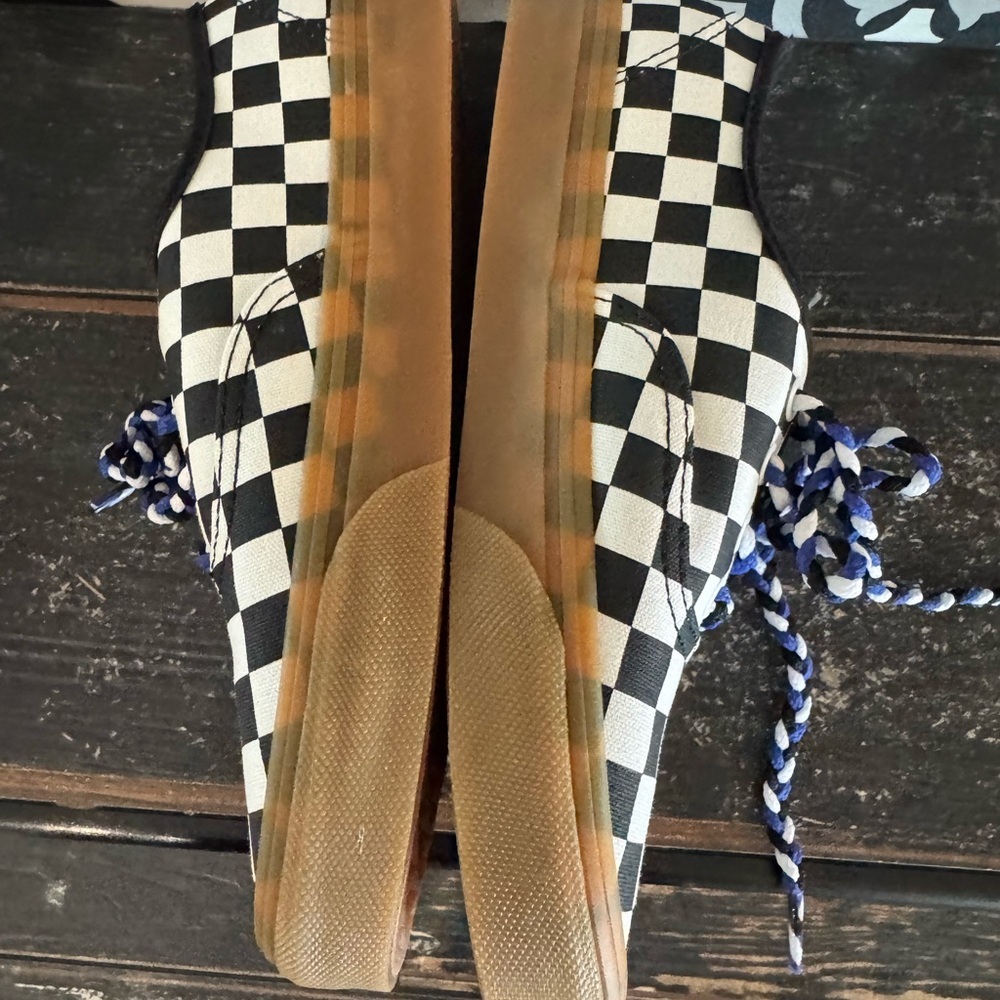 Vans classic Checkered Sneakers😎Black and White with cool laces-unisex,zoom in: - Picture 6 of 9